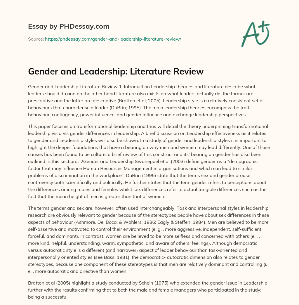 gender leadership dissertation