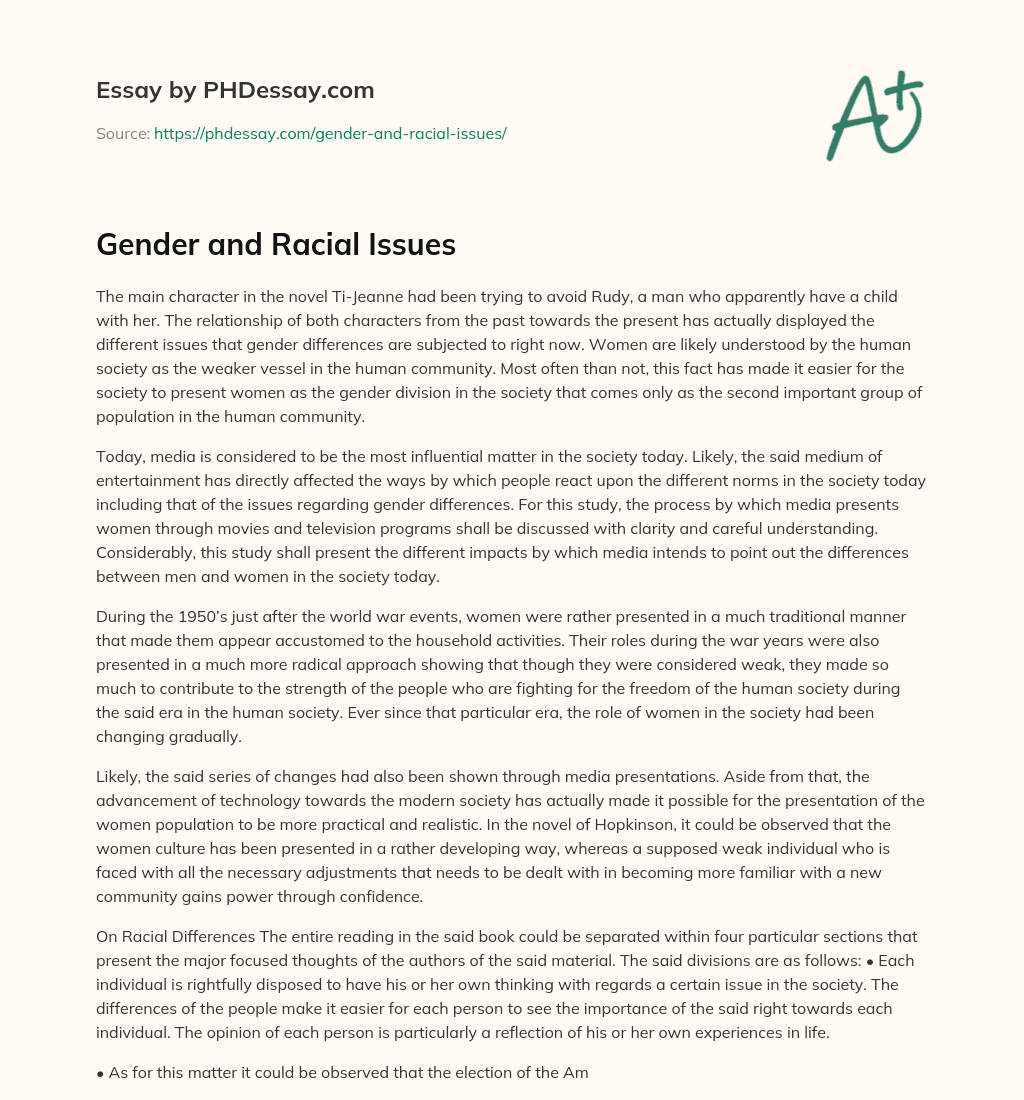 Gender and Racial Issues essay