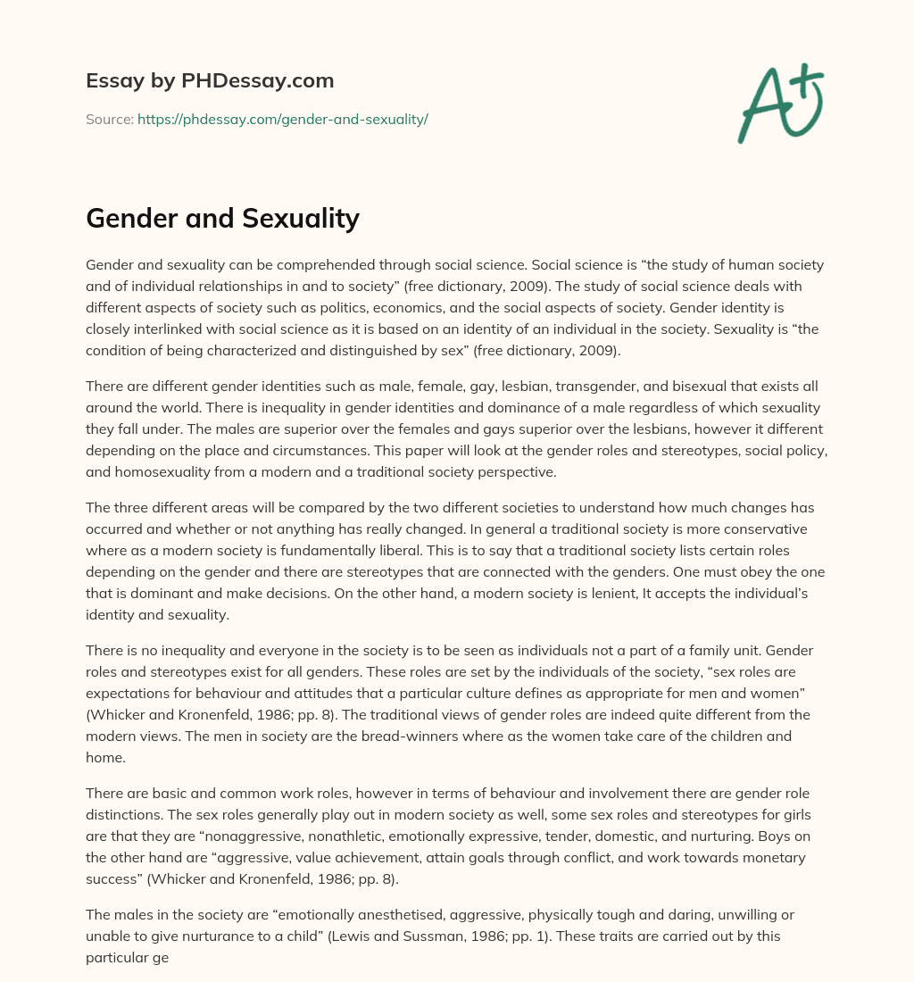 Gender and Sexuality essay