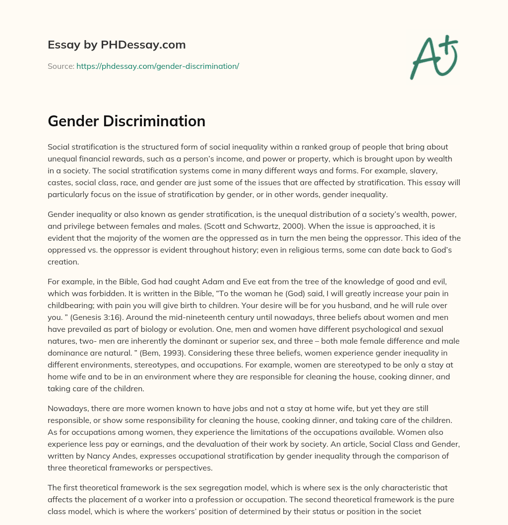 essay outline on gender discrimination