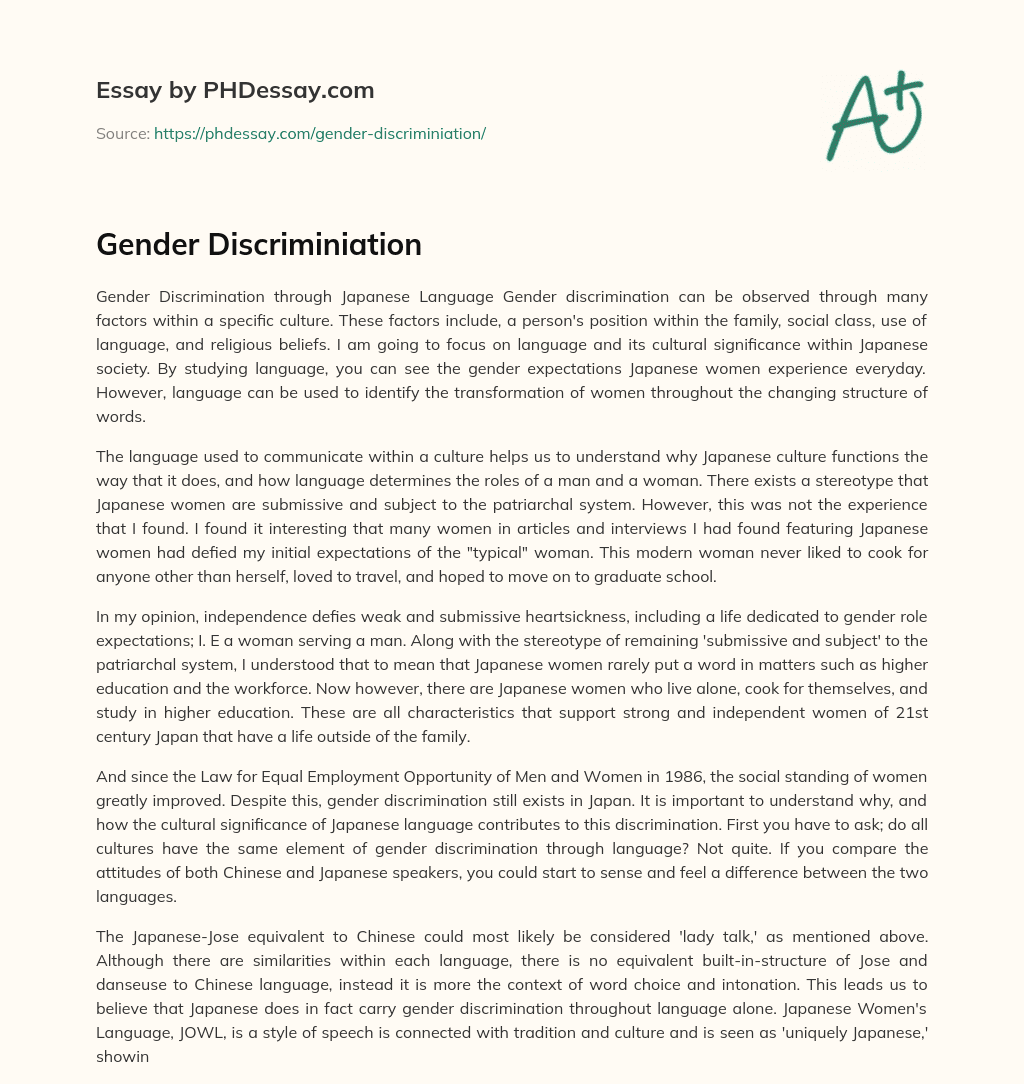 Gender Discriminiation essay