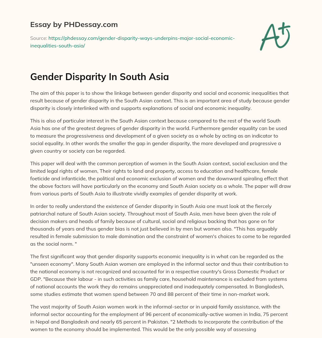 essay about gender disparity