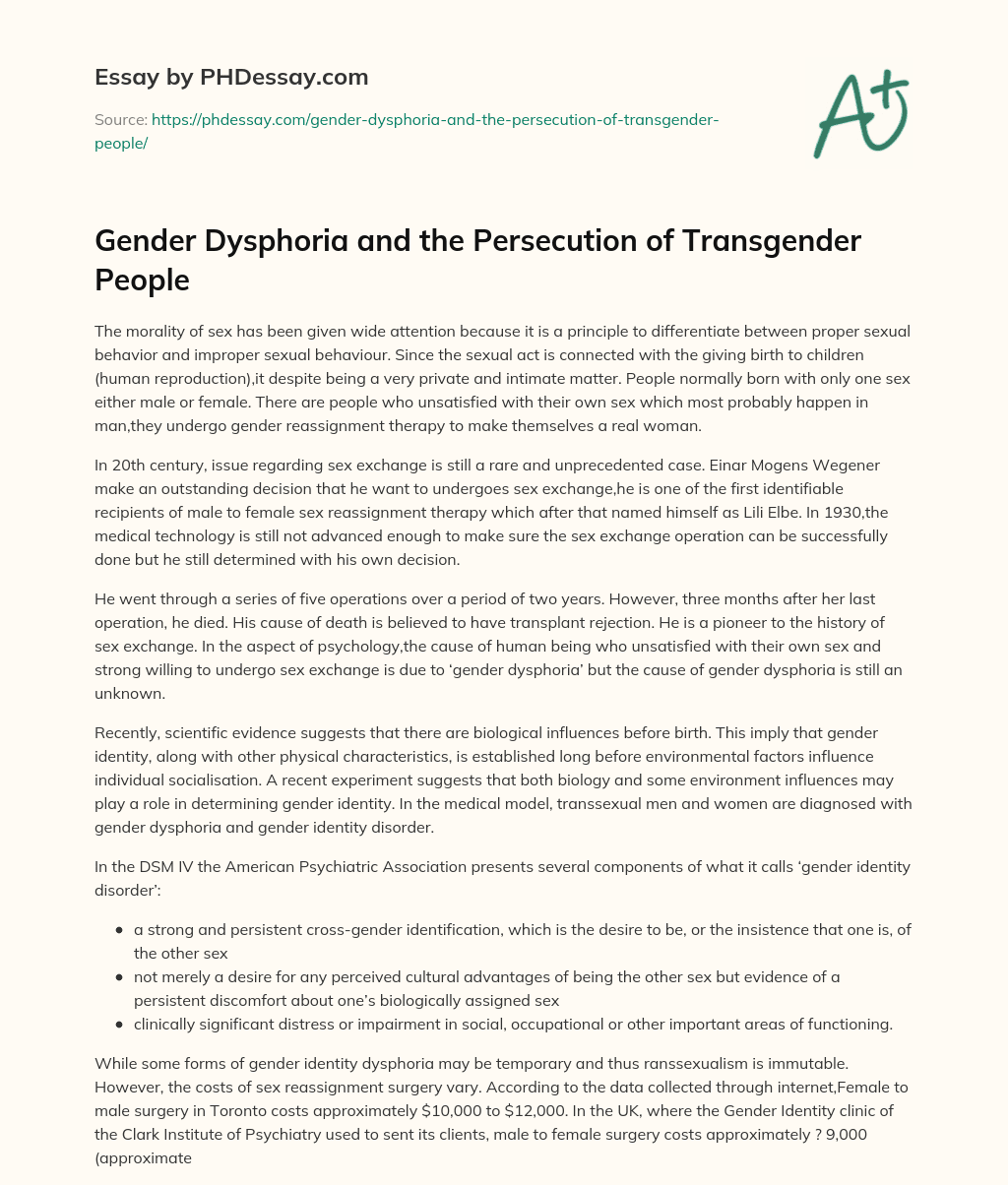 transgender persuasive essay