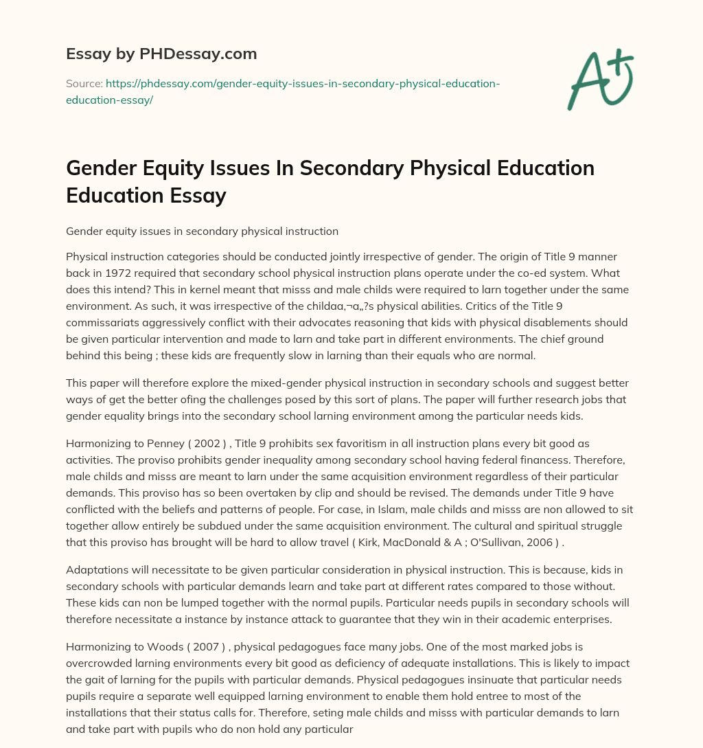 gender issues in education essay