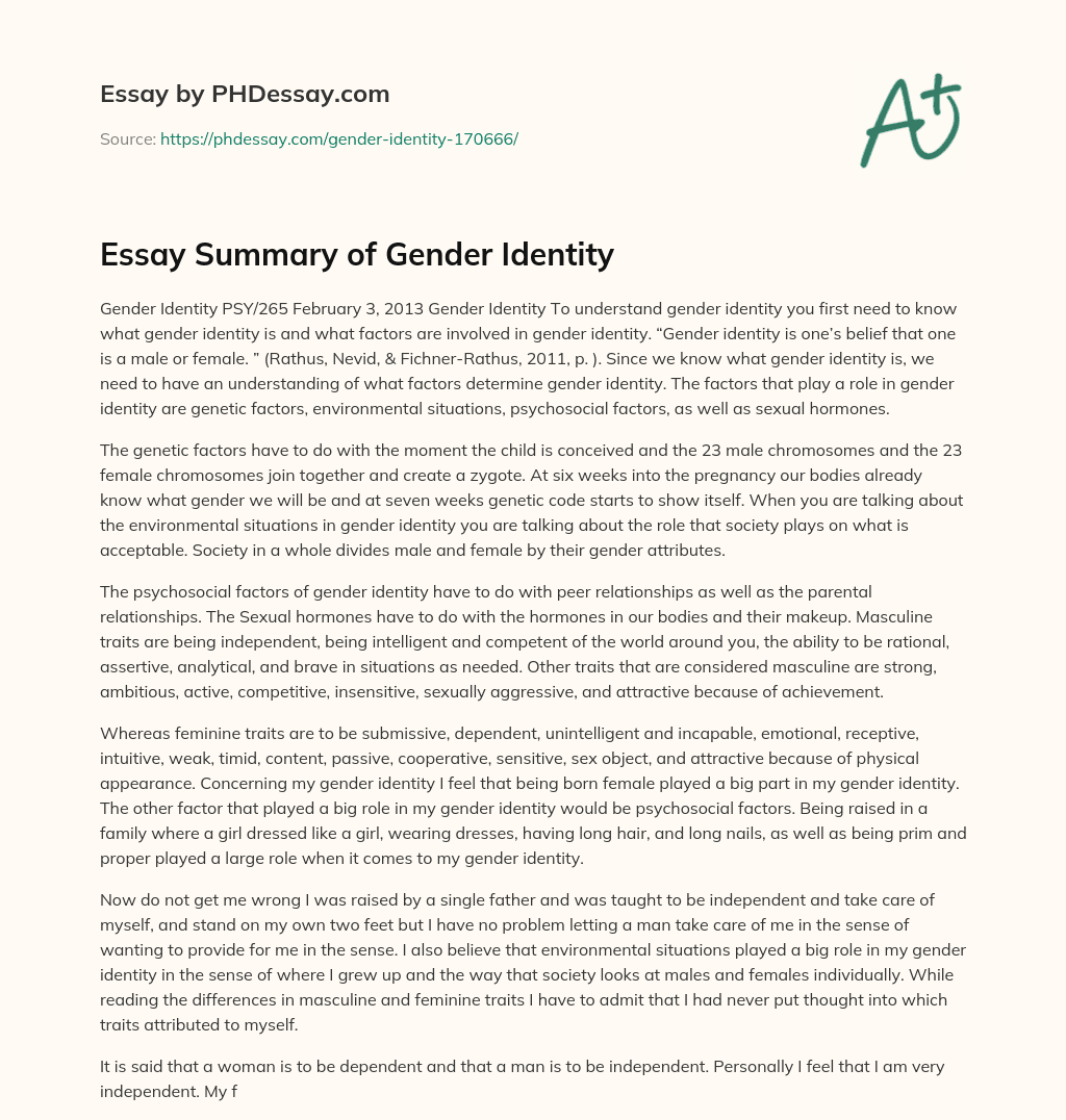 essay on gender perception