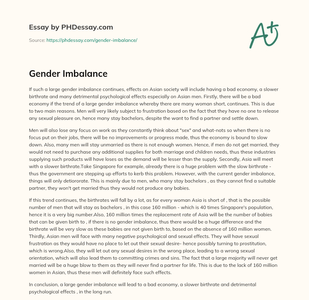 Gender Imbalance essay