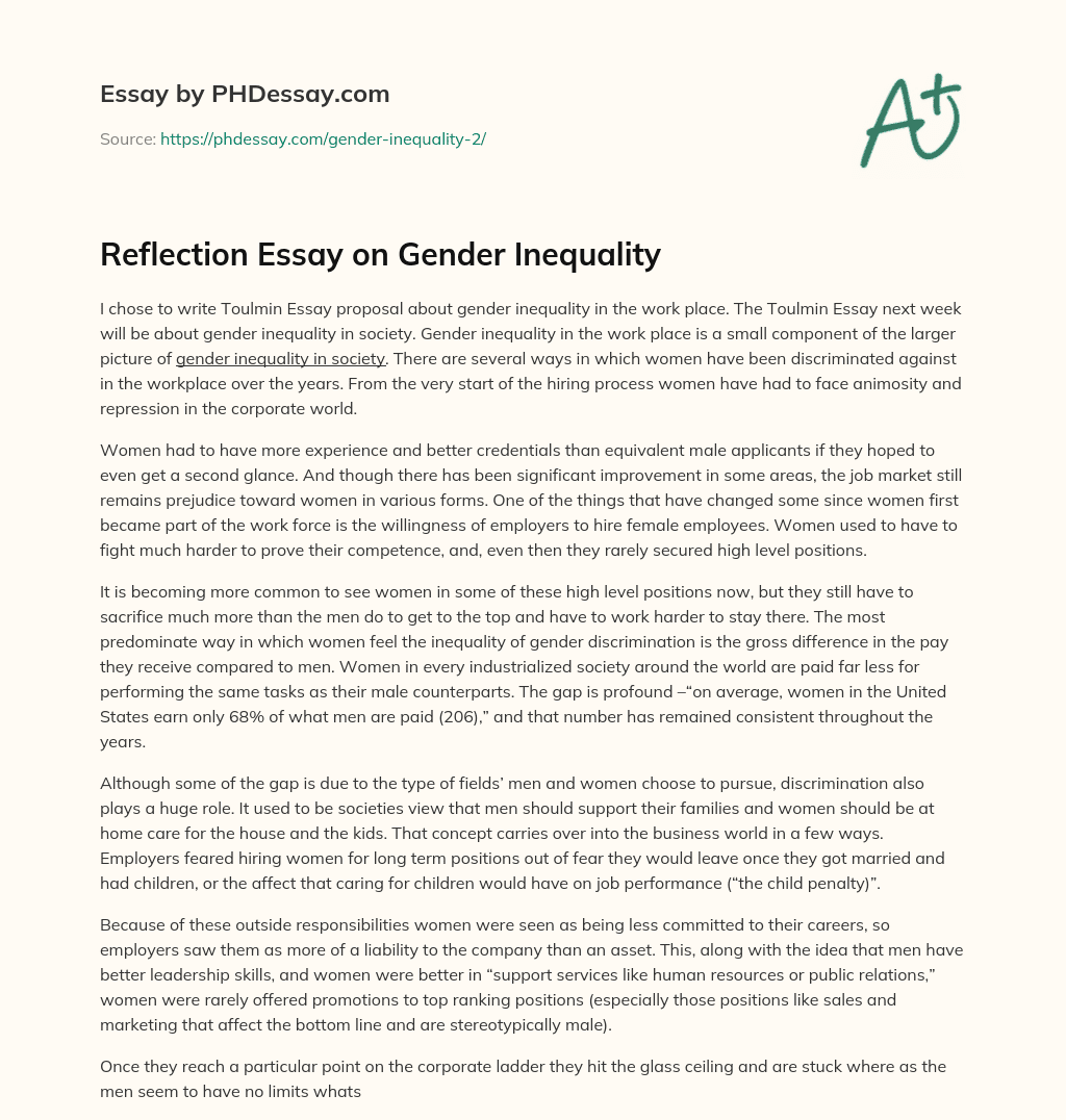 Reflection Essay on Gender Inequality essay