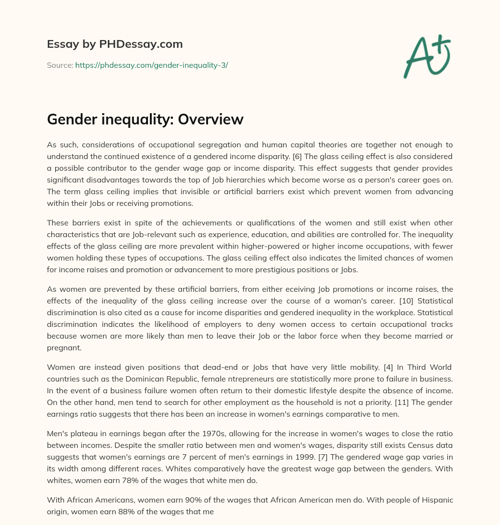 gp essay on gender inequality