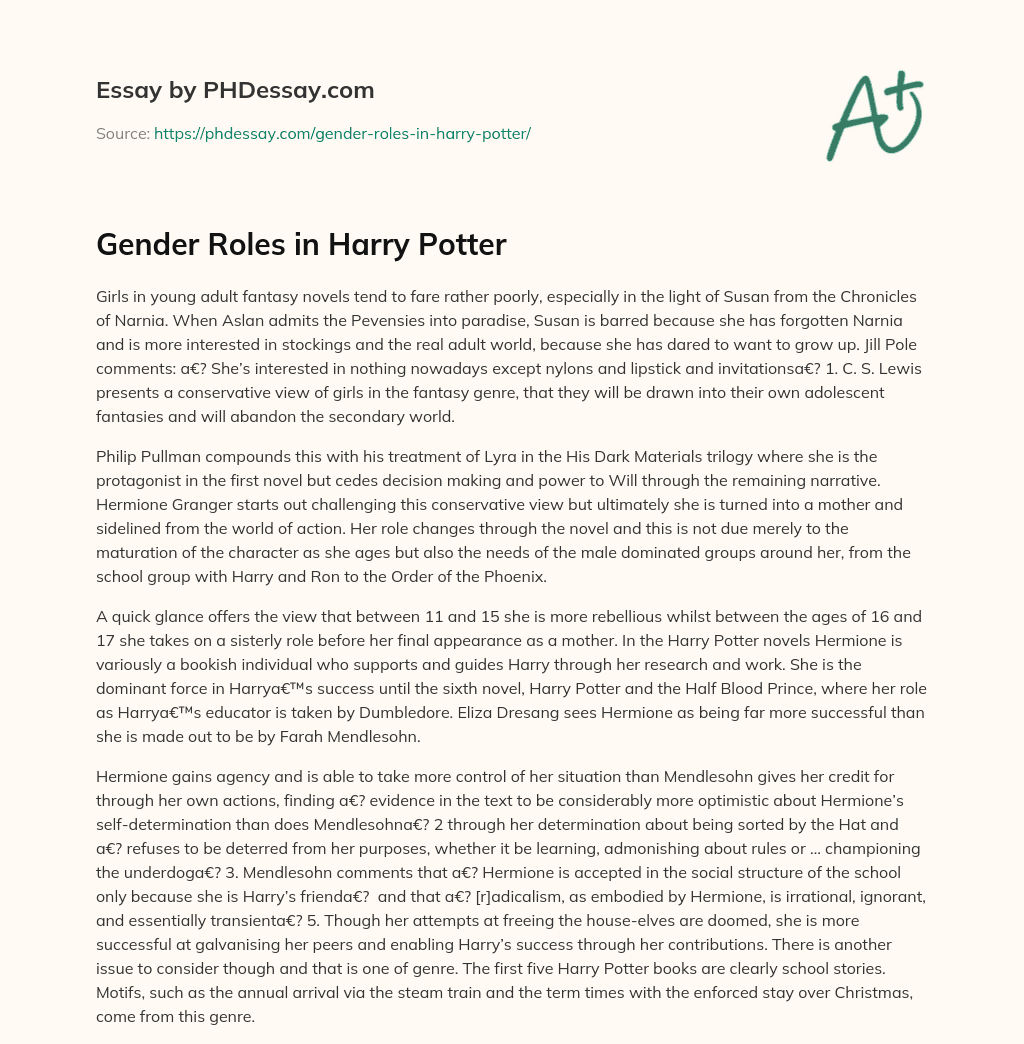 Gender Roles in Harry Potter essay