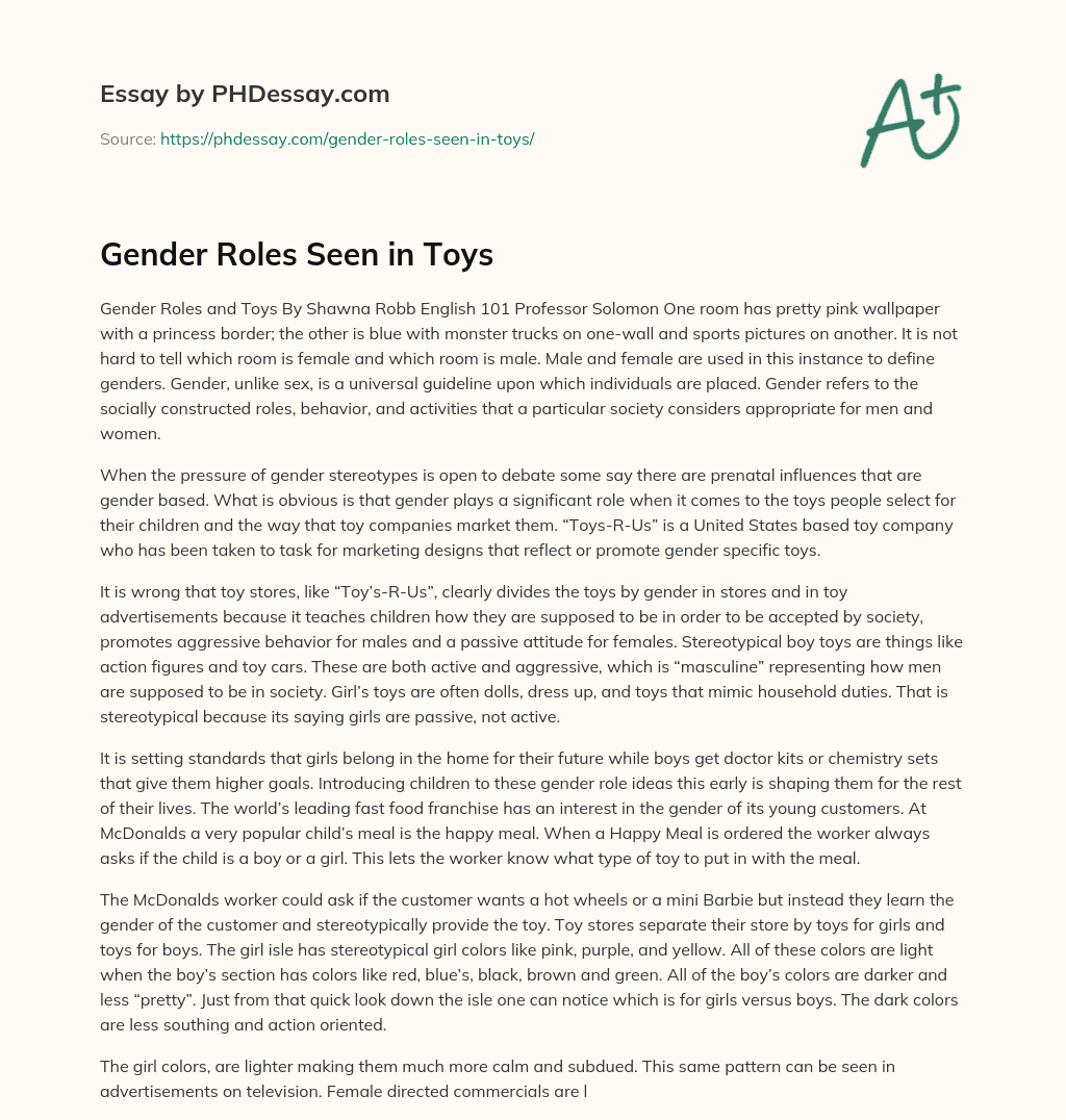 Gender Roles Seen in Toys essay