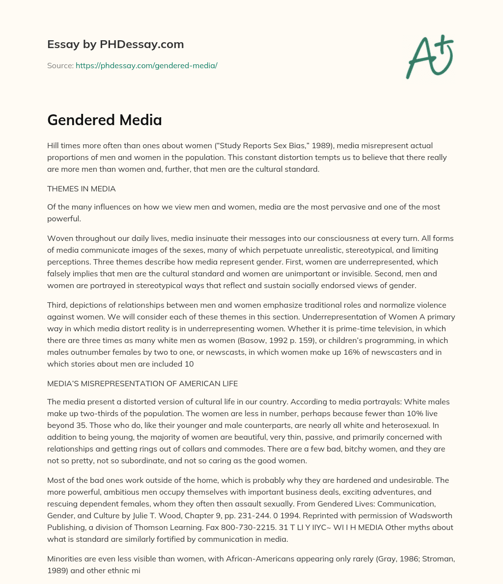 Gendered Media essay