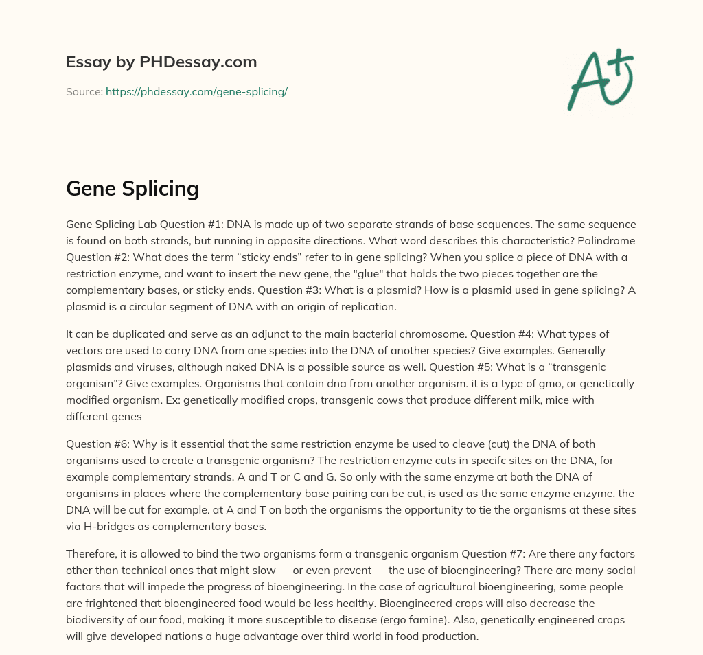 Gene Splicing essay