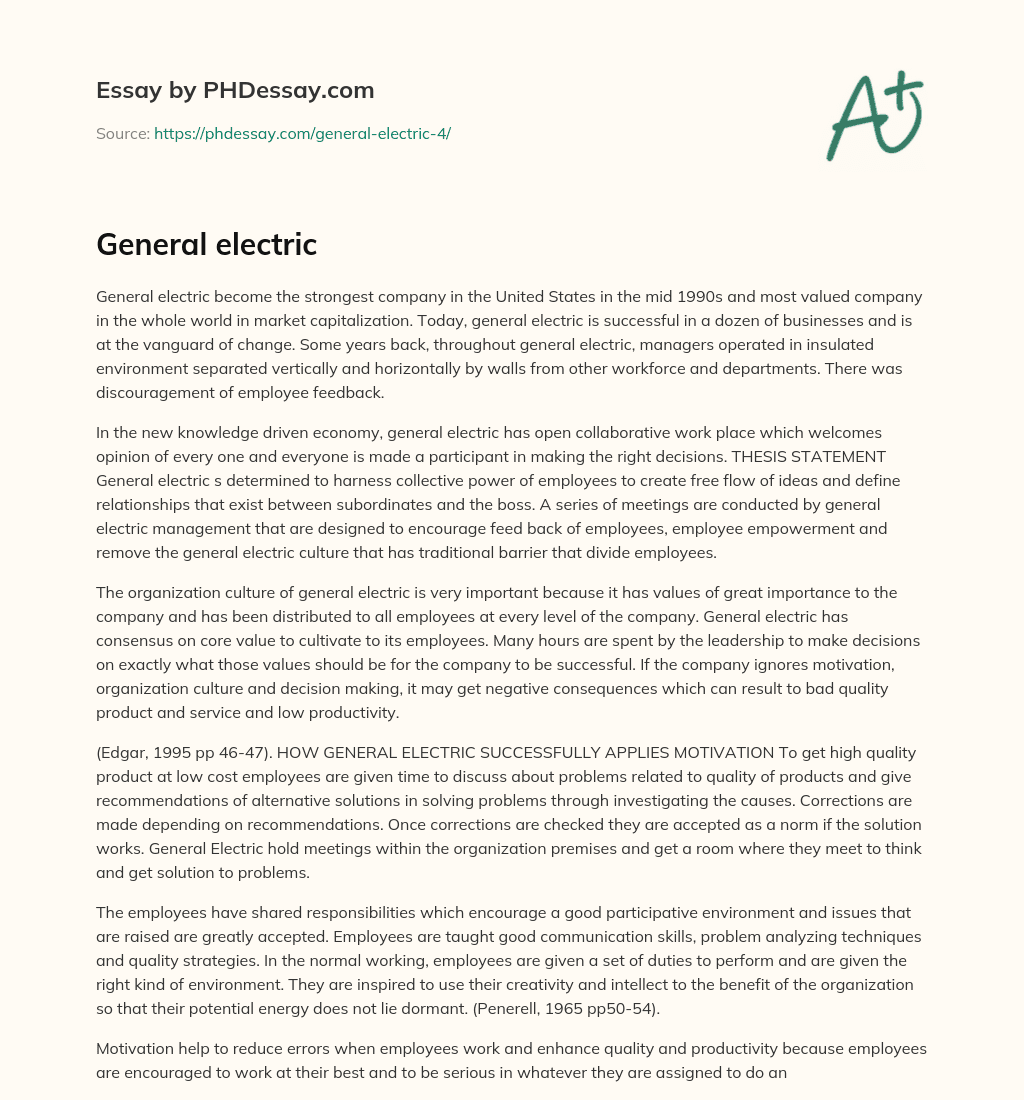 General electric essay