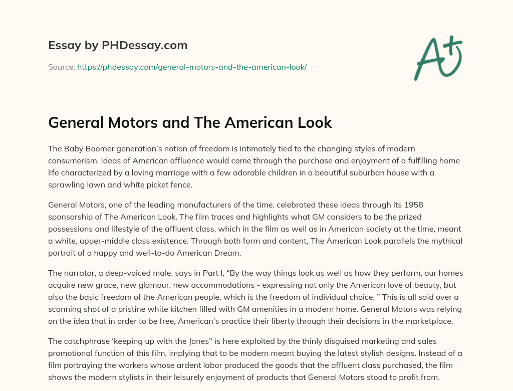 General Motors and The American Look essay