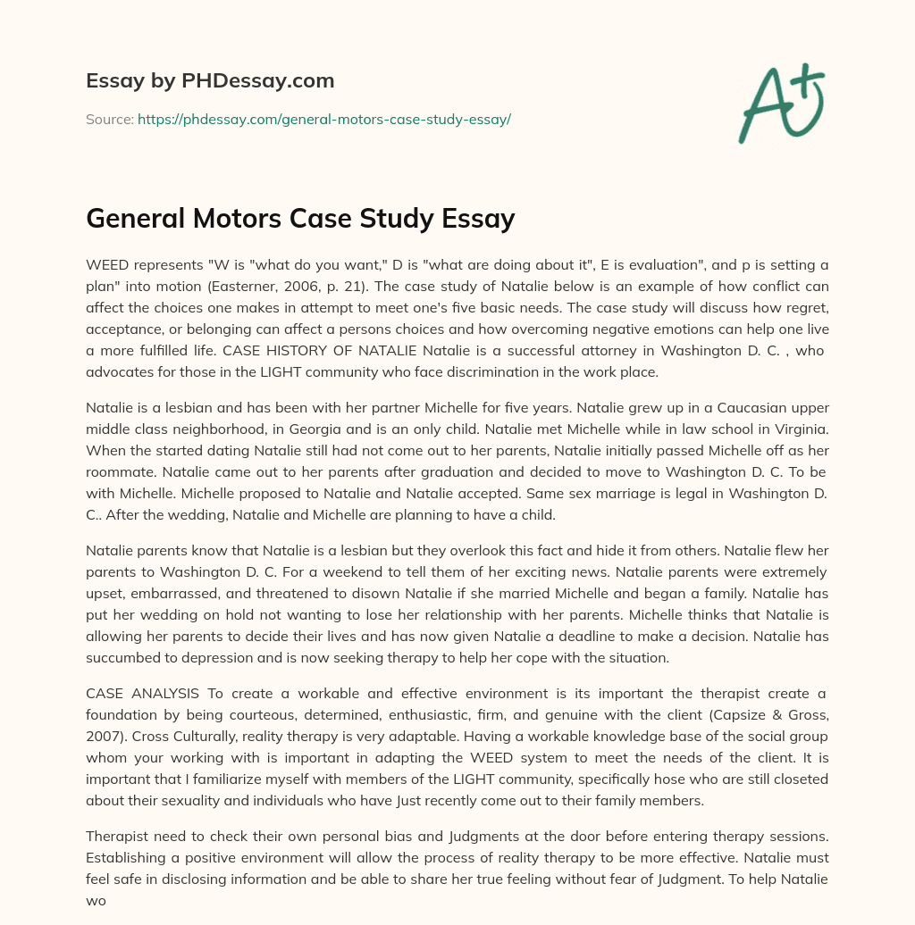 General Motors Case Study Essay essay
