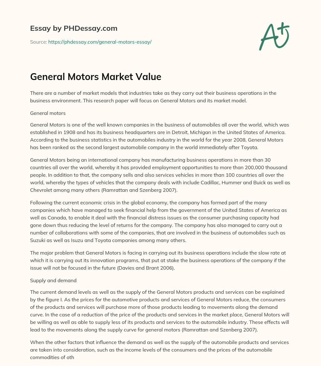 General Motors Market Value essay