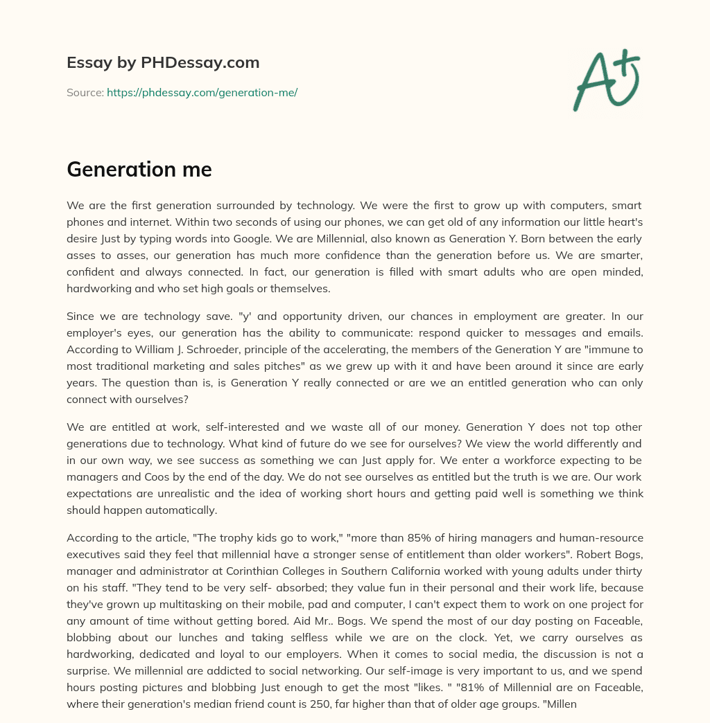 Generation me essay