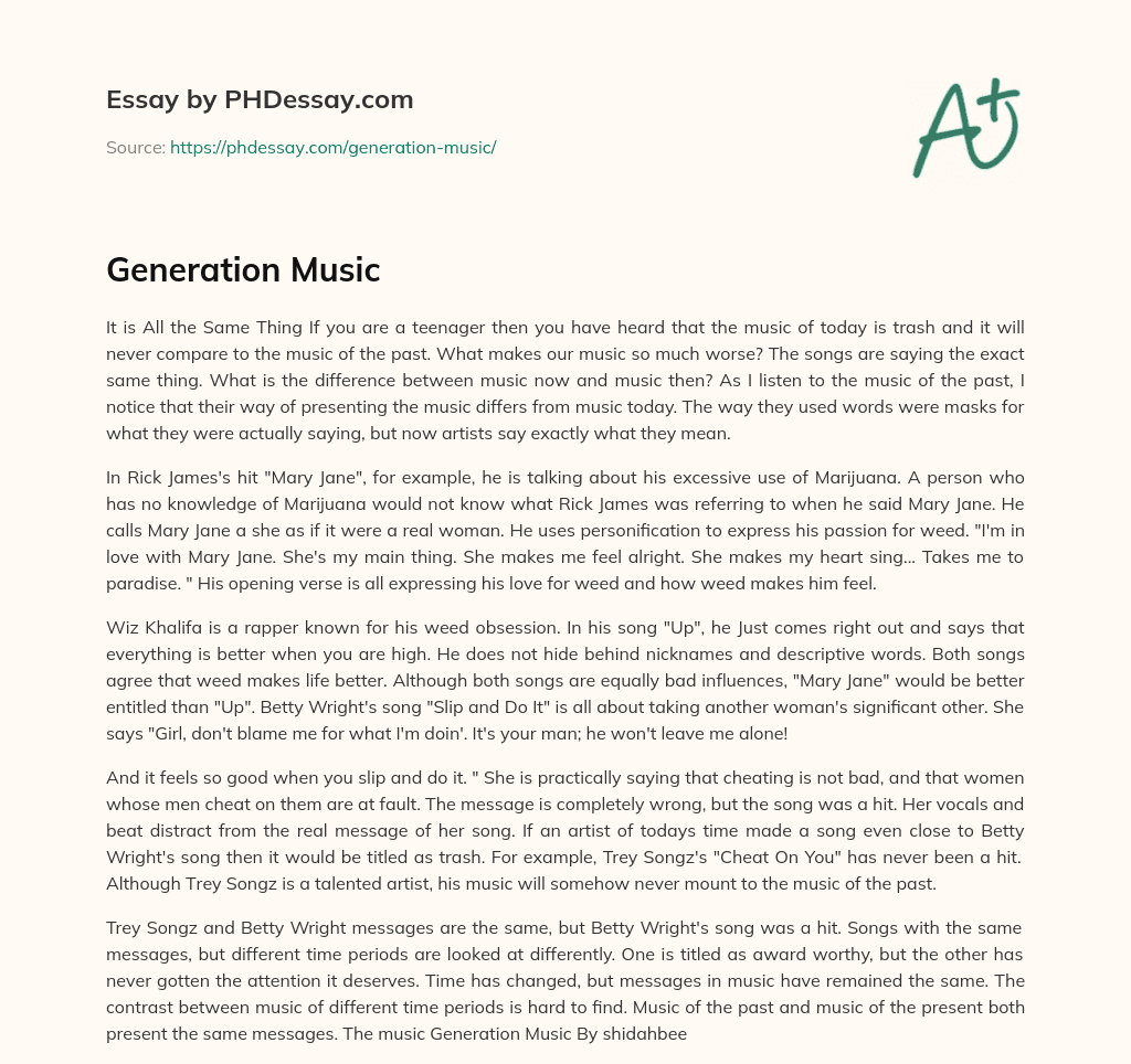 Generation Music essay