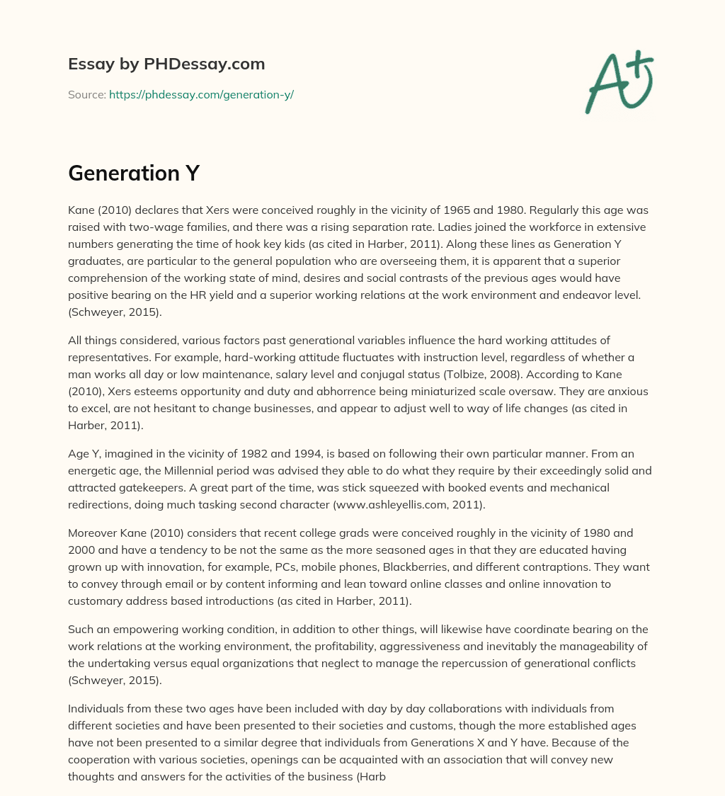 Generation Y essay