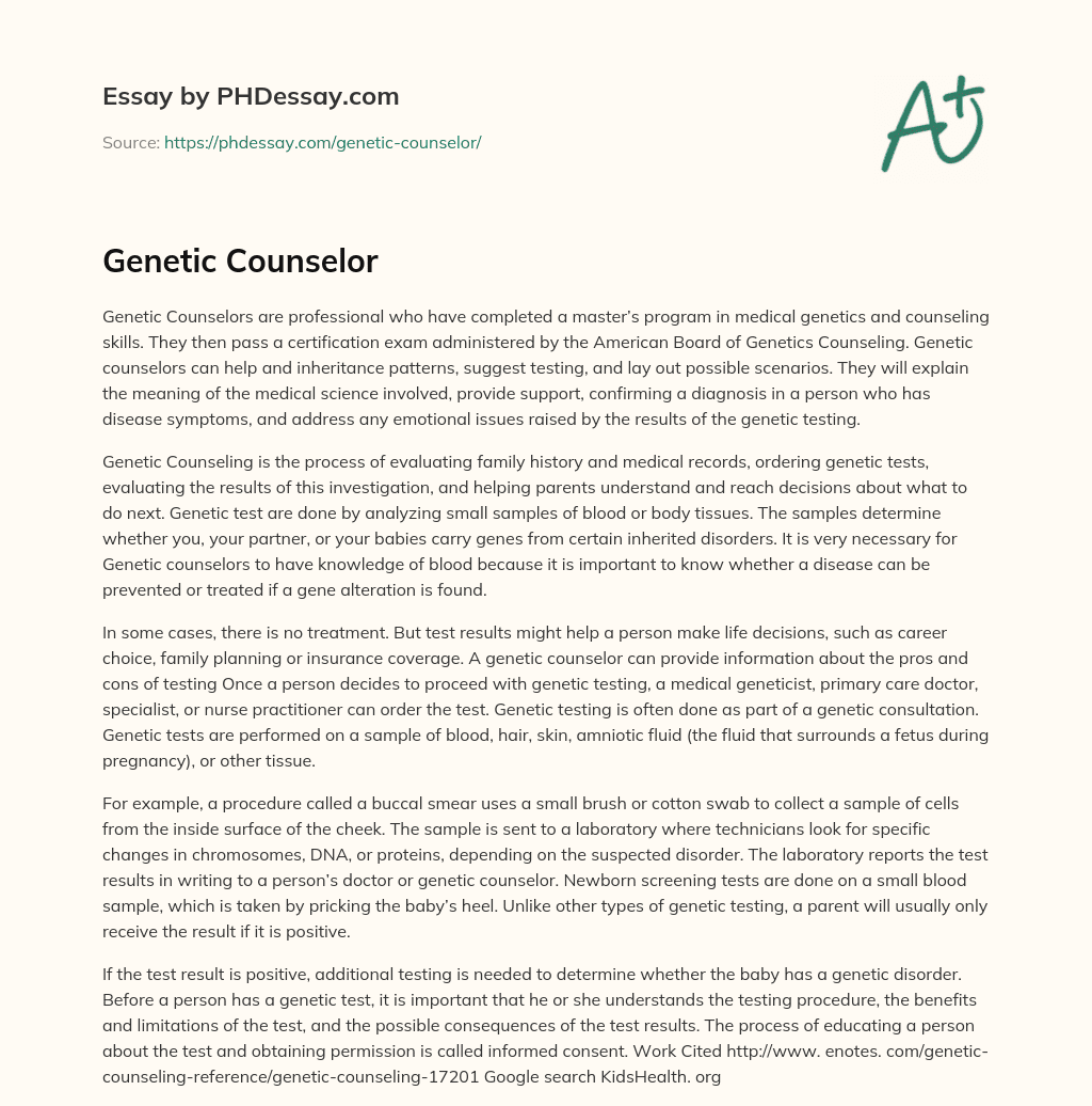 Genetic Counselor essay