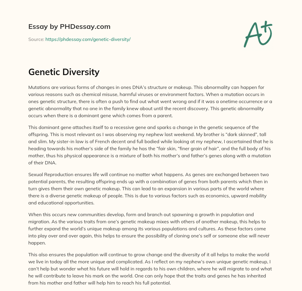 essay about genetic diversity