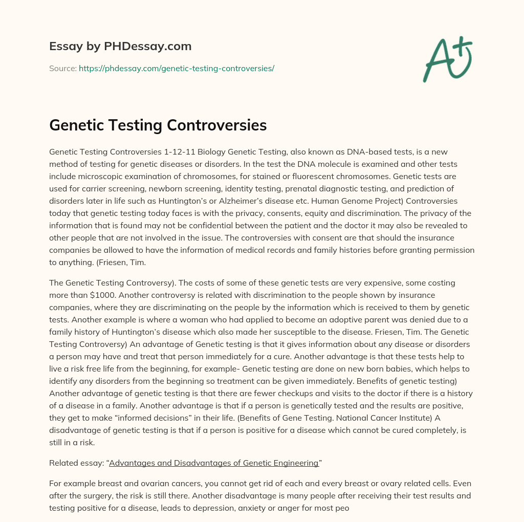 Testing Controversies (500 Words)