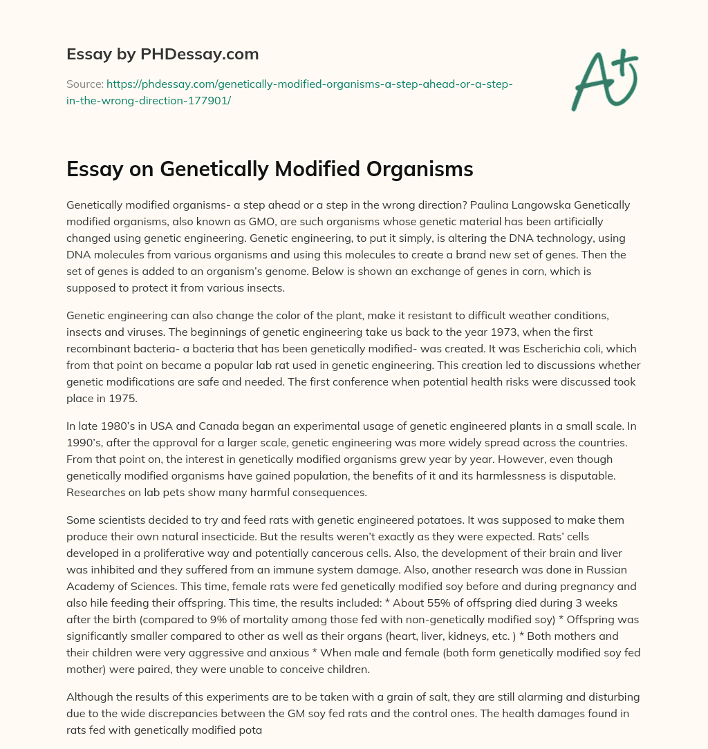 thesis statement on genetically modified organisms