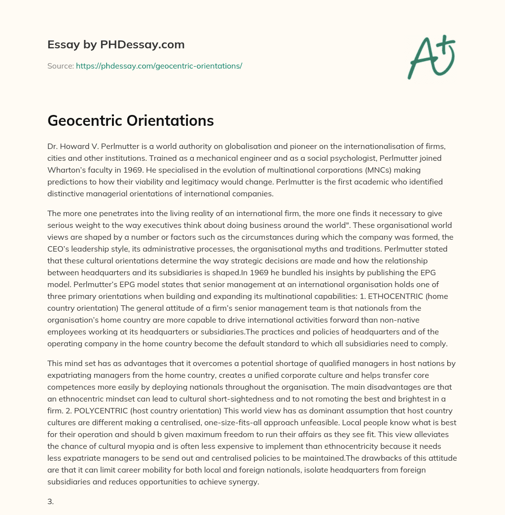 Geocentric Orientations essay