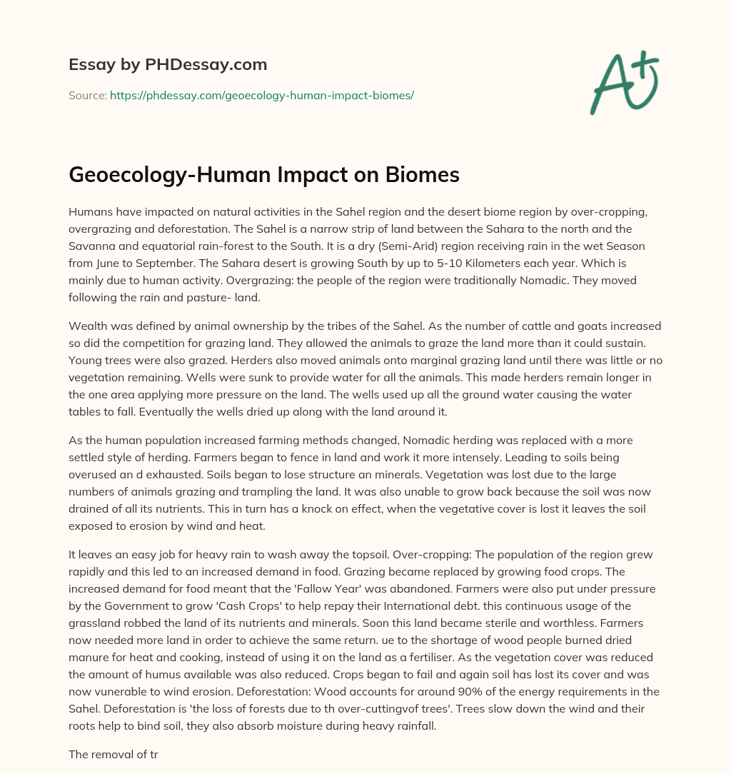 Geoecology-Human Impact on Biomes essay