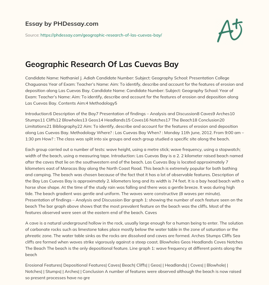 Geographic Research Of Las Cuevas Bay essay