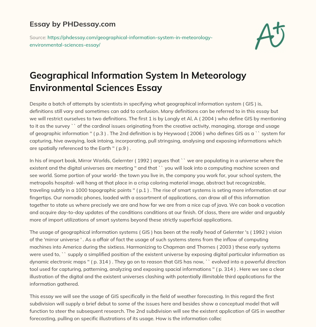 Geographical Information System In Meteorology Environmental Sciences Essay essay
