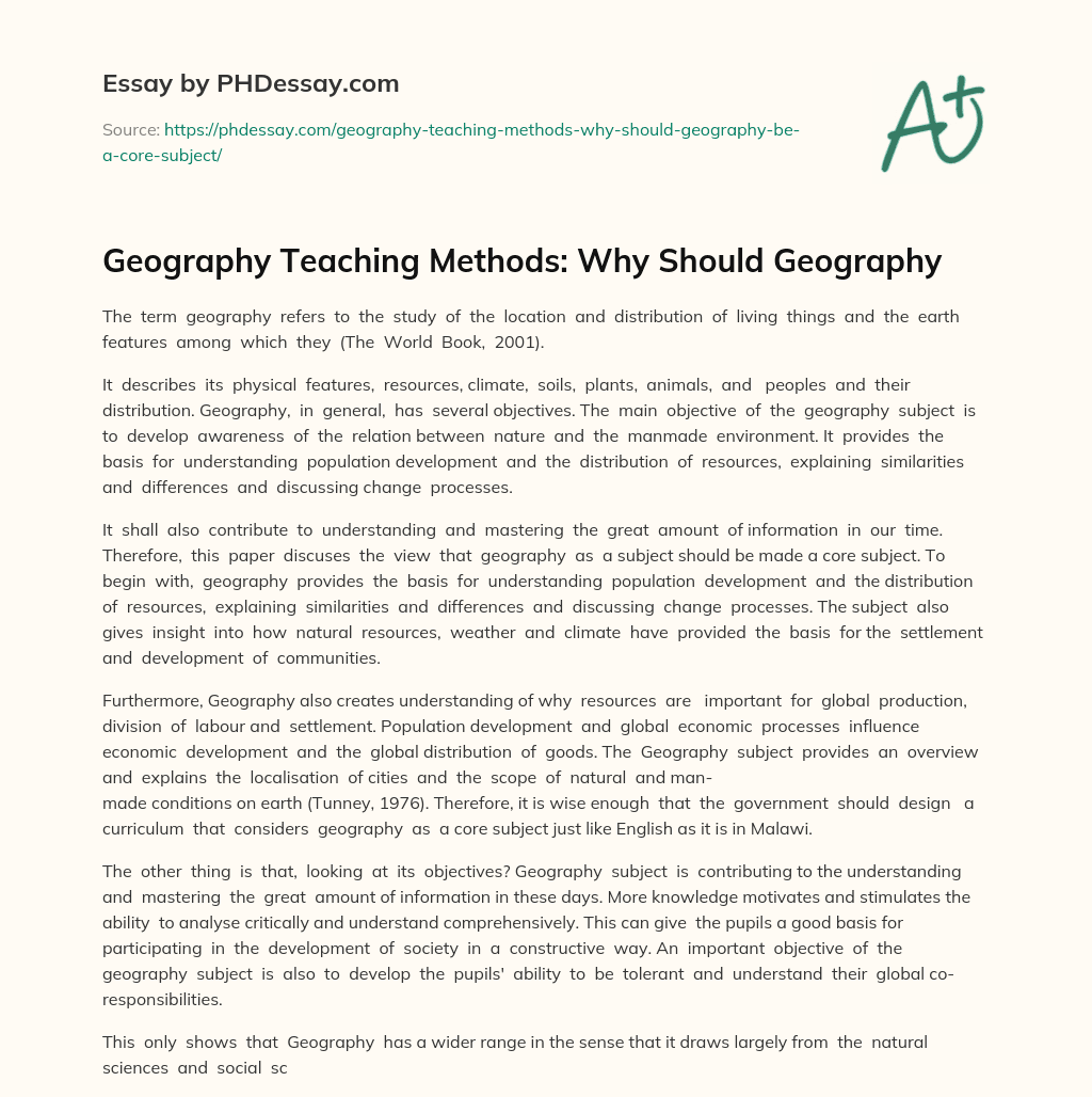 essay on geography teacher