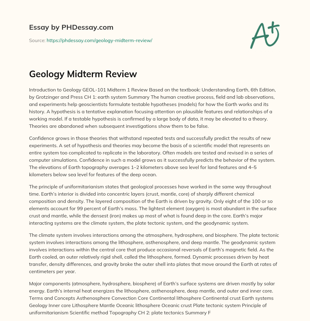Geology Midterm Review essay