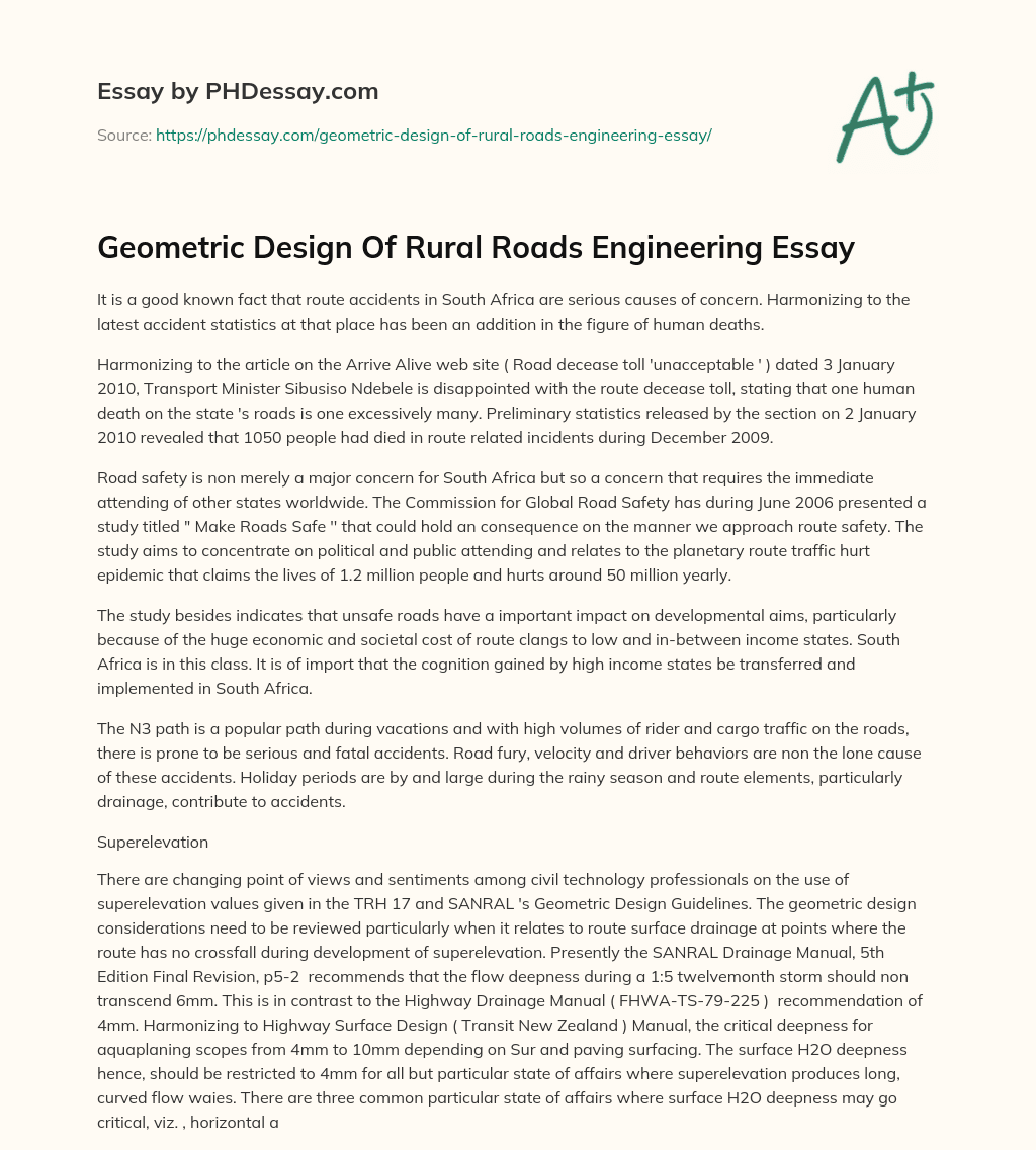 Geometric Design Of Rural Roads Engineering Essay essay