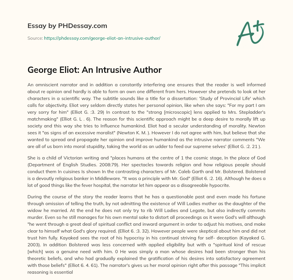 George Eliot: An Intrusive Author essay