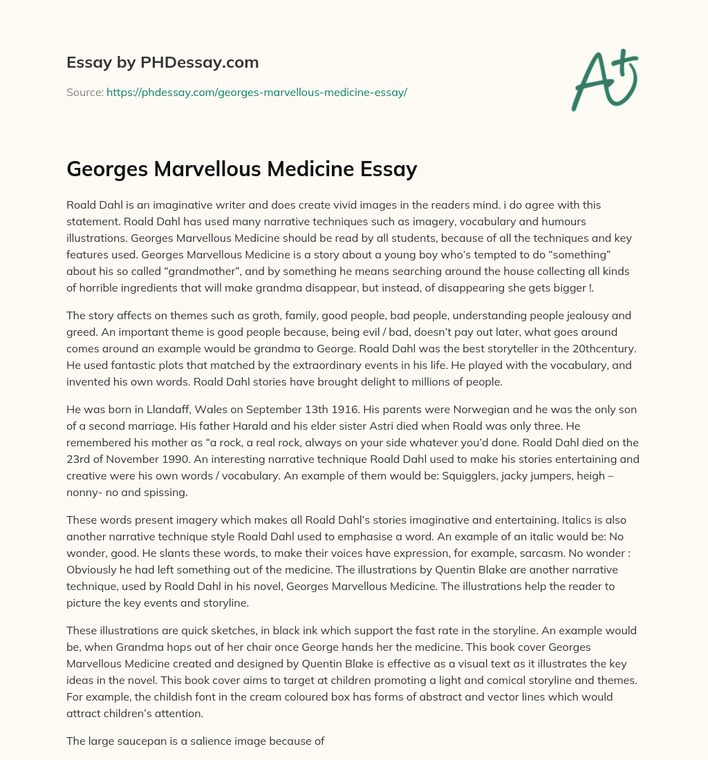Georges Marvellous Medicine Essay essay