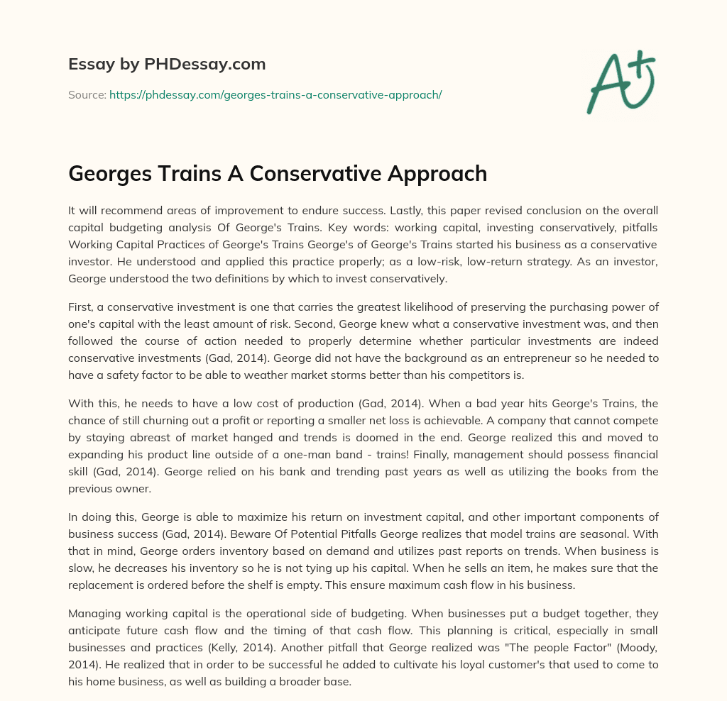 Georges Trains A Conservative Approach essay