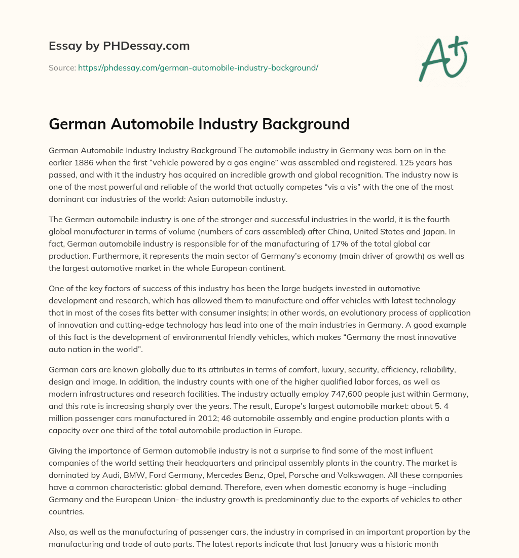 German Automobile Industry Background essay