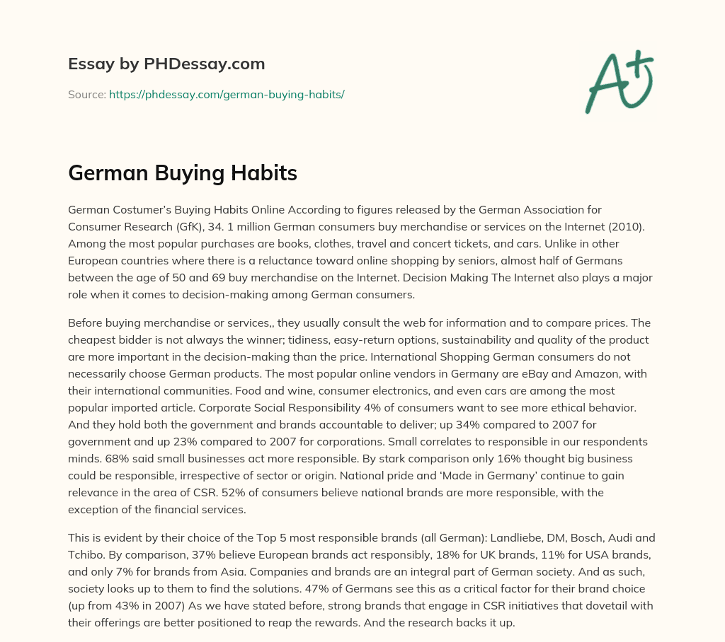 German Buying Habits essay