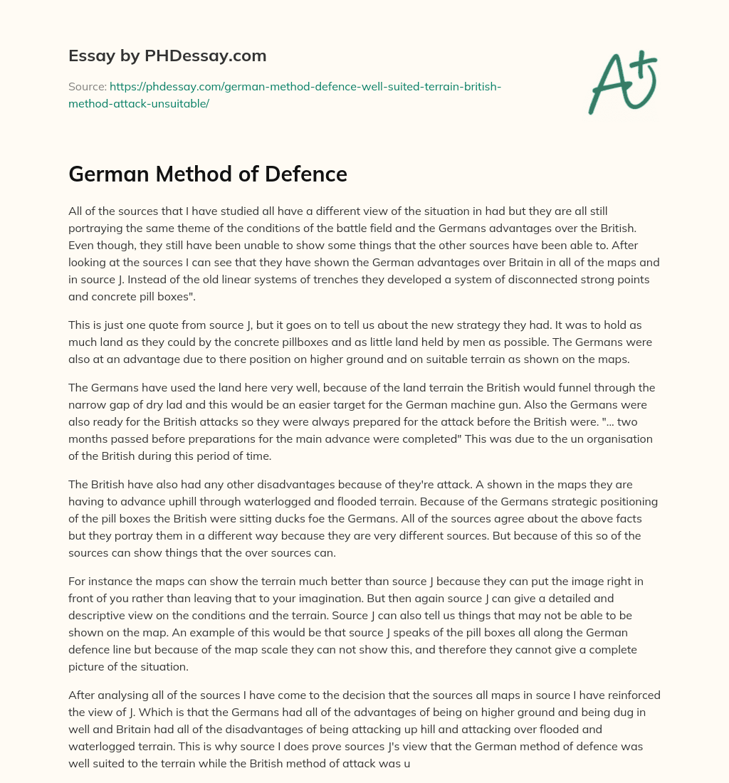German Method of Defence essay