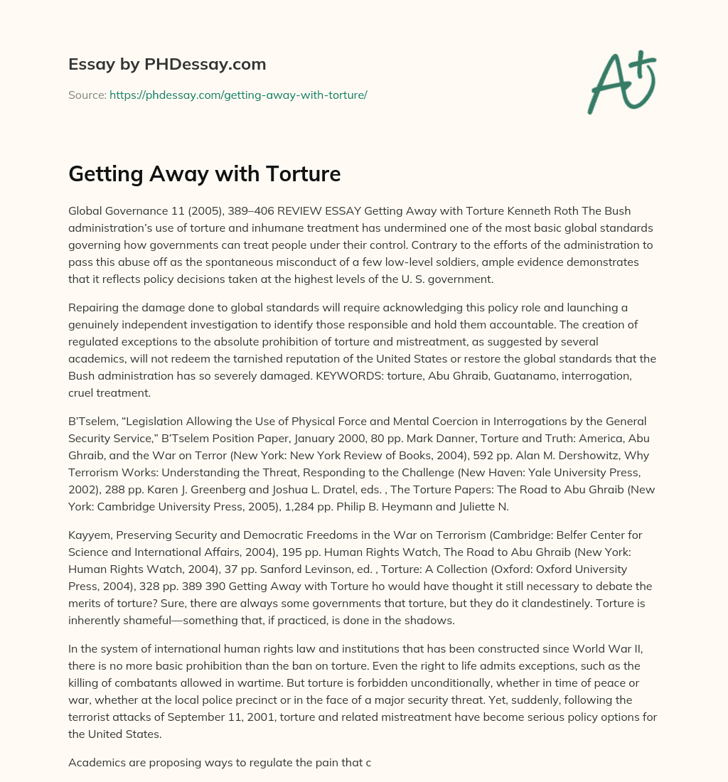 Getting Away with Torture essay