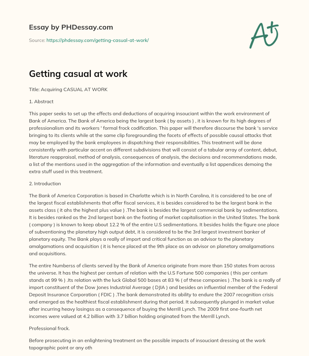 Getting casual at work essay