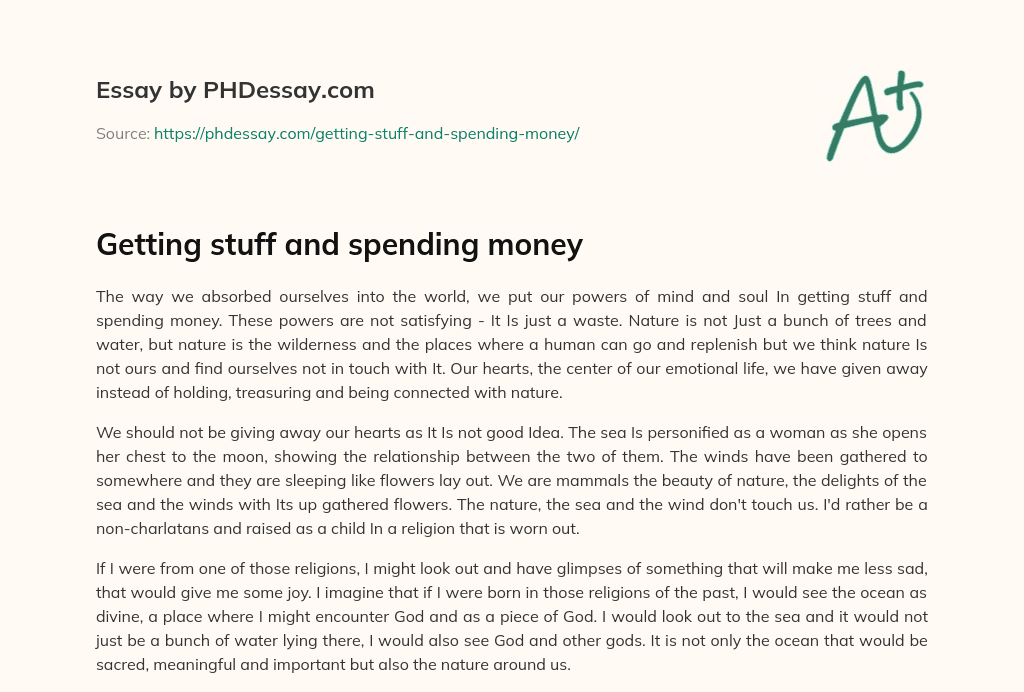 short essay about spending money
