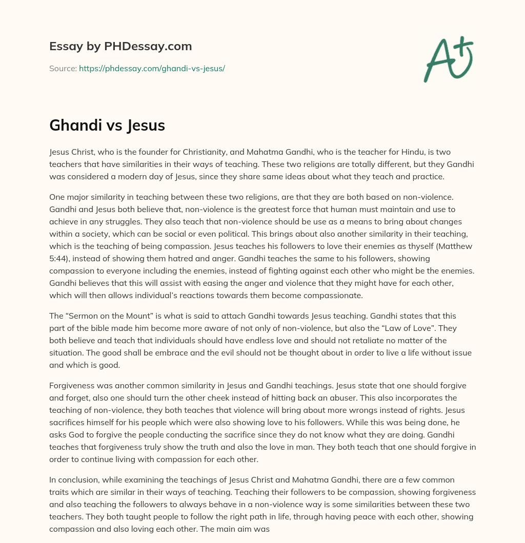 Ghandi vs Jesus essay
