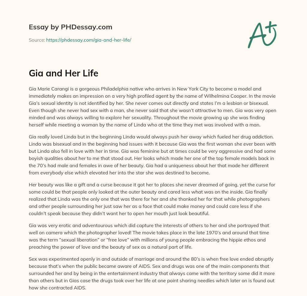 Gia and Her Life essay