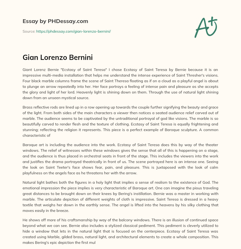 Gian Lorenzo Bernini essay