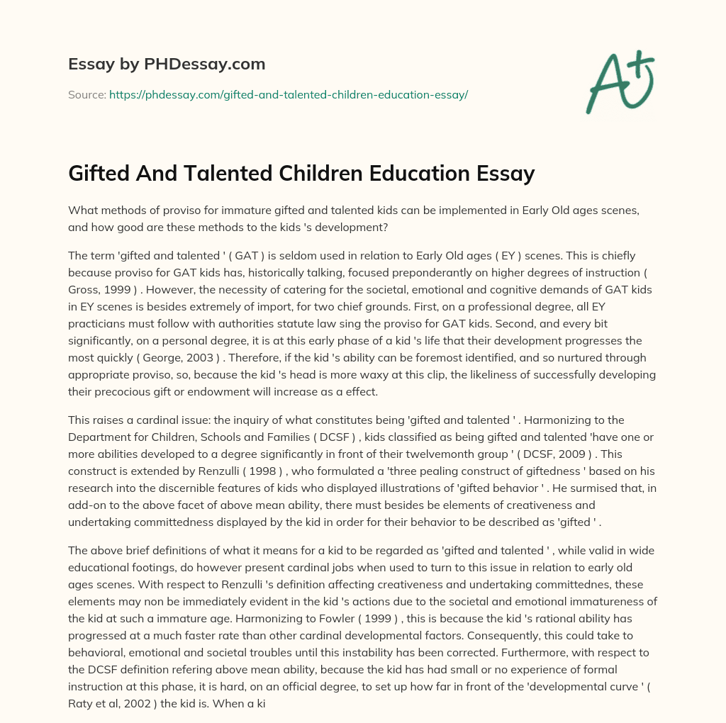 Gifted And Talented Children Education Essay essay