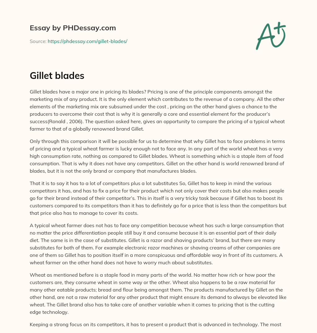 Gillet blades essay