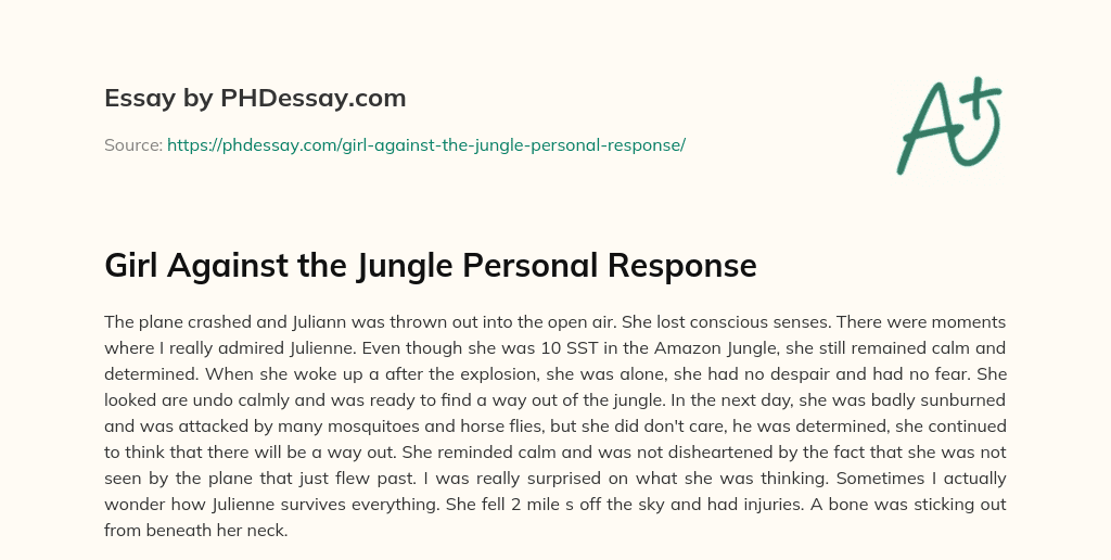 Girl Against the Jungle Personal Response essay