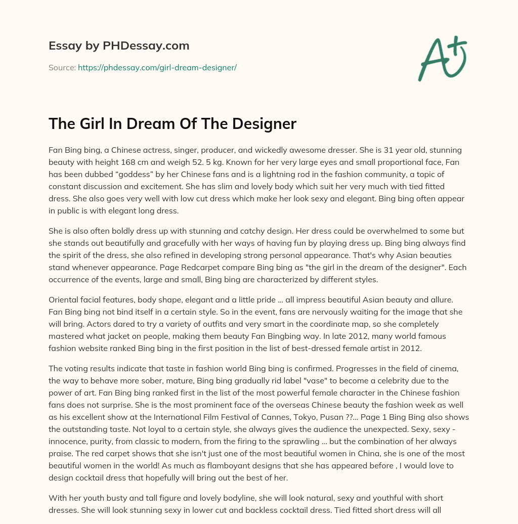 The Girl In Dream Of The Designer essay